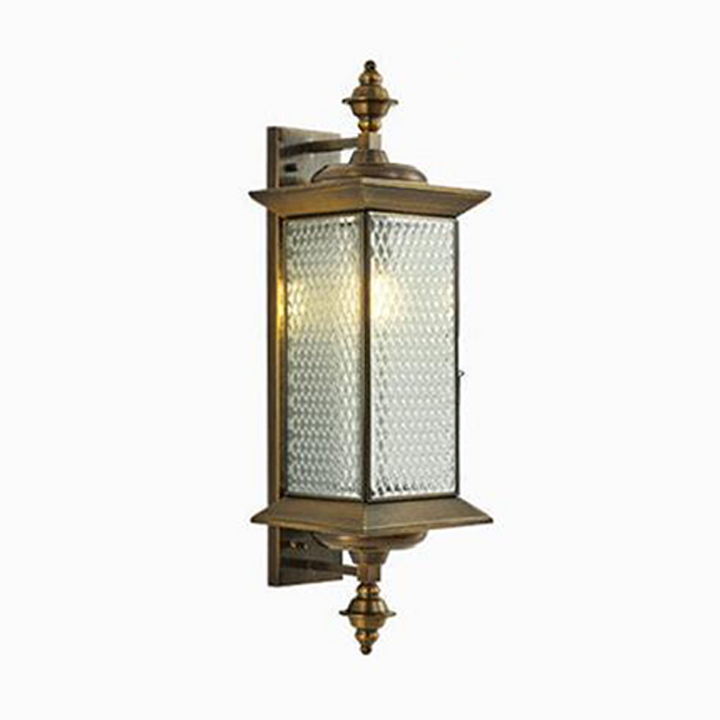 Contemporary Scandinavian Copper Glass Diamond Square 1/2 Light Wall Sconce Lamp For Outdoor Patio