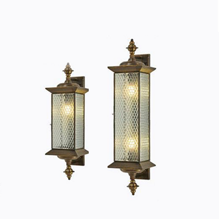 Contemporary Scandinavian Copper Glass Diamond Square 1/2 Light Wall Sconce Lamp For Outdoor Patio