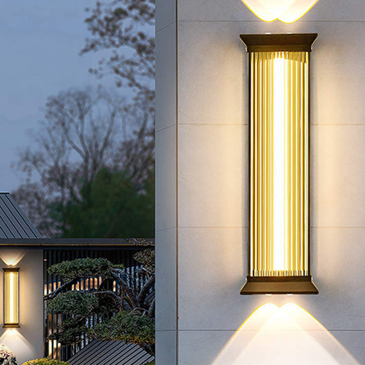 Traditional Chinese Stainless Steel Glass Ribbed Rectangular LED Wall Sconce Lamp For Outdoor Patio