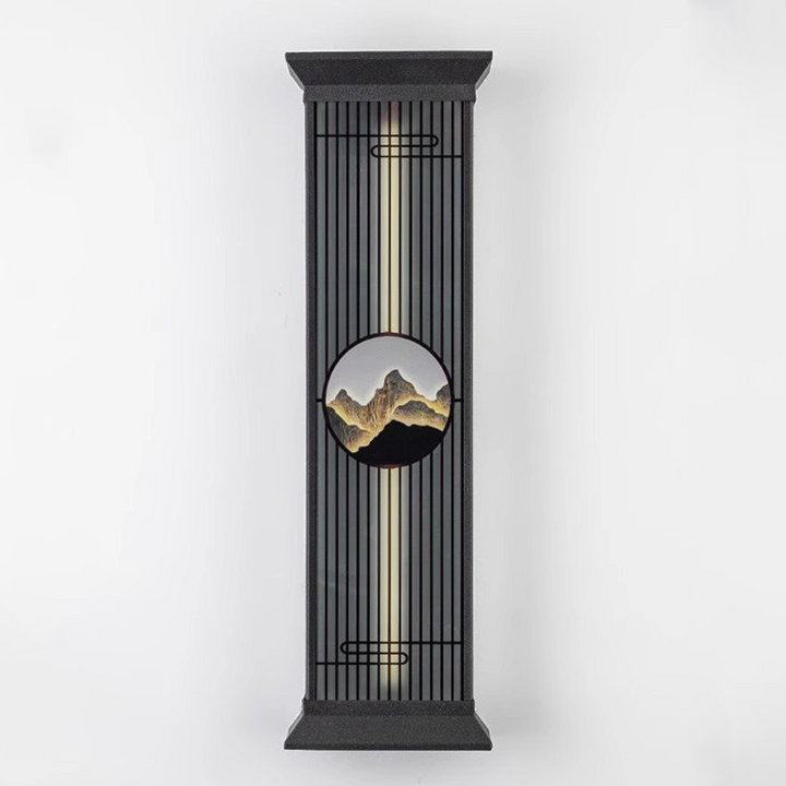 Traditional Chinese Stainless Steel Glass Ribbed Rectangular LED Wall Sconce Lamp For Outdoor Patio