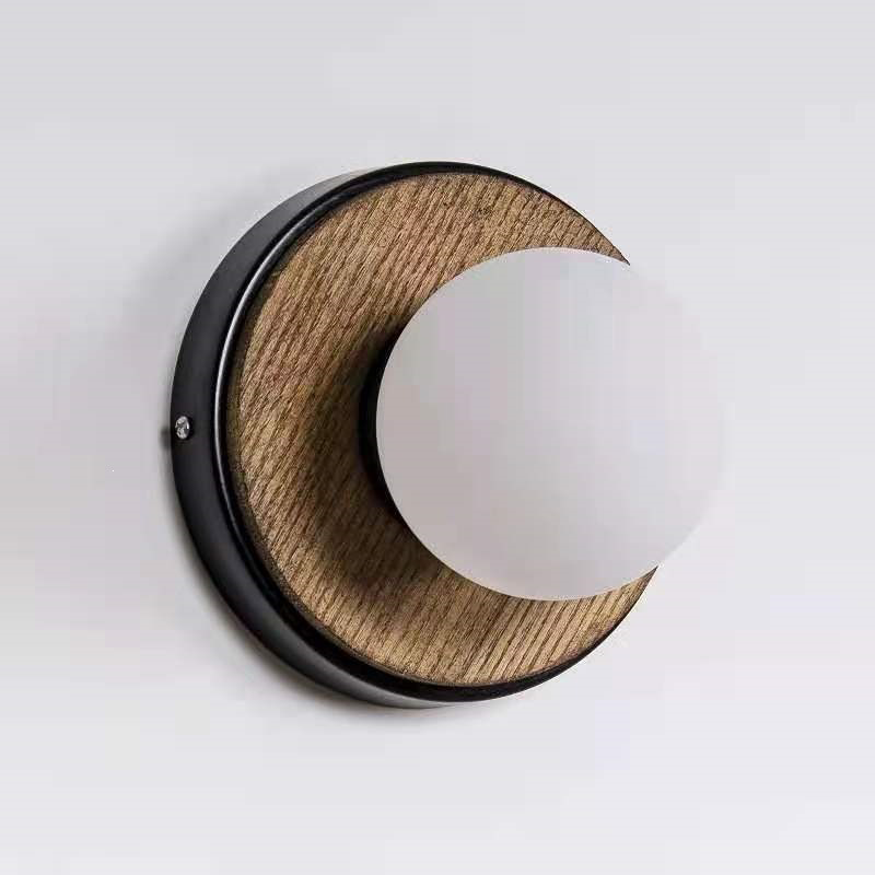 Contemporary Creative Glass Iron Round Globe 1-Light Wall Sconce Lamp For Living Room