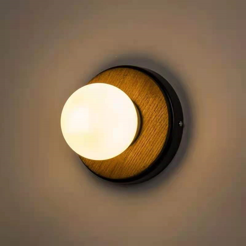 Contemporary Creative Glass Iron Round Globe 1-Light Wall Sconce Lamp For Living Room