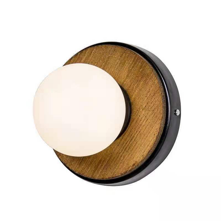 Contemporary Creative Glass Iron Round Globe 1-Light Wall Sconce Lamp For Living Room