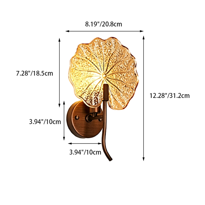 Traditional French Iron Glass Lotus Leaf Round 1-Light Wall Sconce Lamp For Living Room