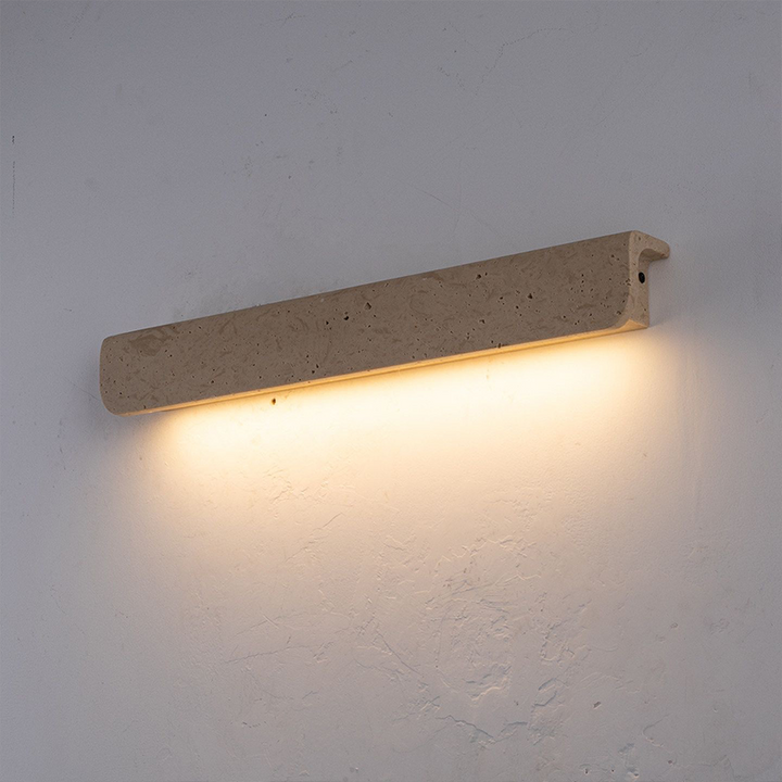 Rechteckige LED-Wandleuchte aus chinesischem Travertin im traditionellen Stil für das Wohnzimmer 