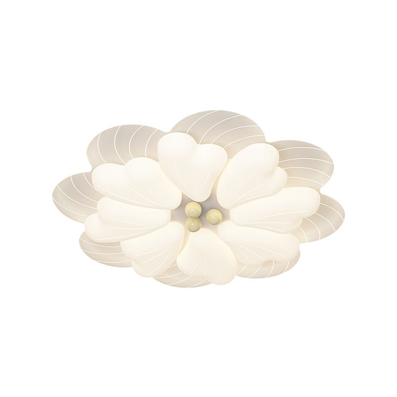 Modern Art Deco Iron PE Petal Cherry Blossom Round LED Flush Mount Ceiling Light For Living Room