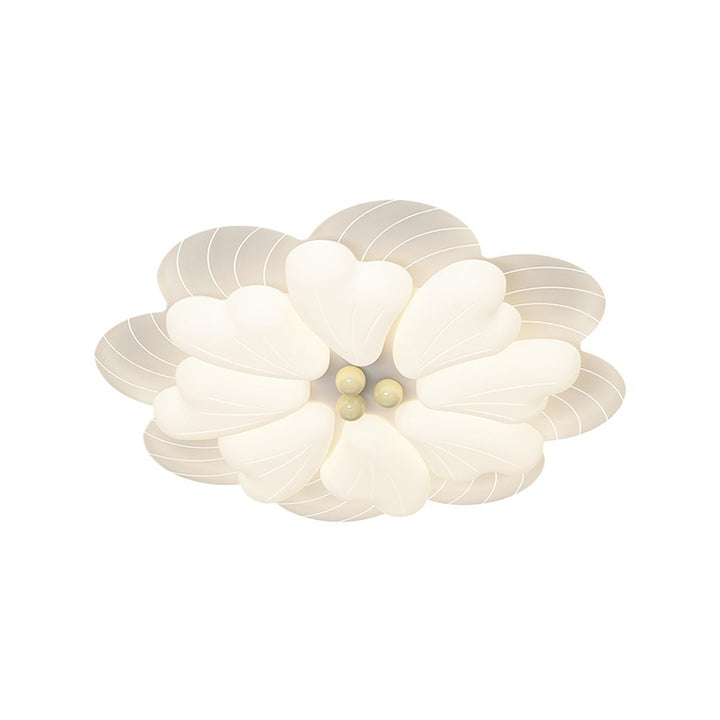 Modern Art Deco Iron PE Petal Cherry Blossom Round LED Flush Mount Ceiling Light For Living Room
