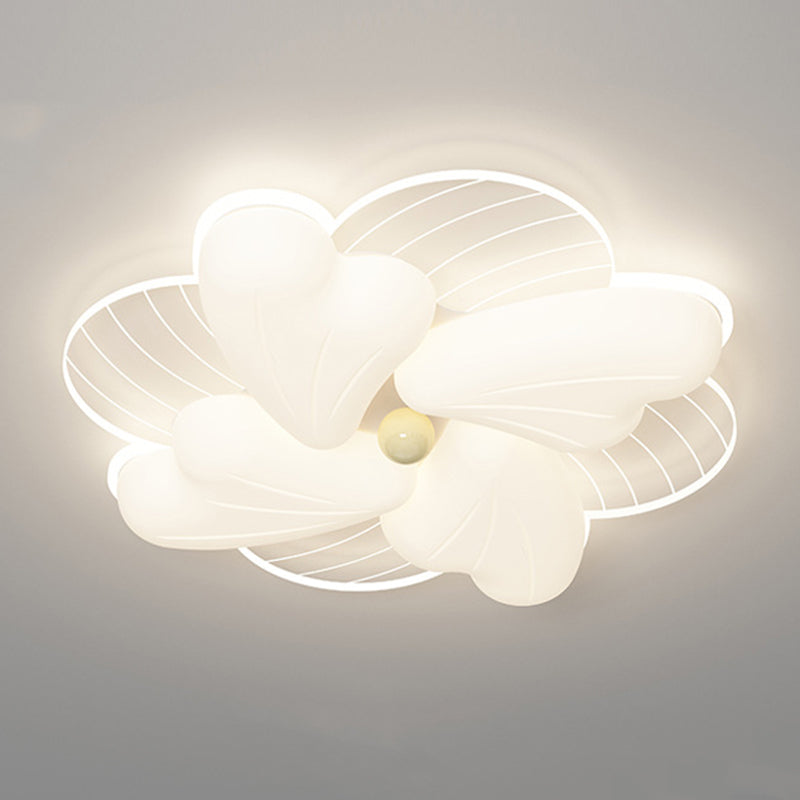 Modern Art Deco Iron PE Petal Cherry Blossom Round LED Flush Mount Ceiling Light For Living Room