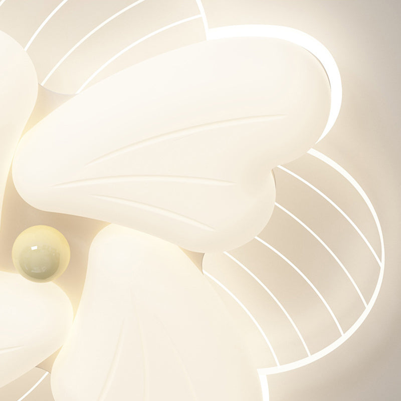 Modern Art Deco Iron PE Petal Cherry Blossom Round LED Flush Mount Ceiling Light For Living Room