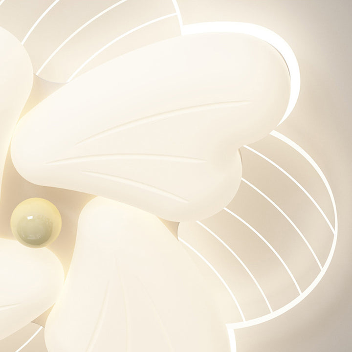 Modern Art Deco Iron PE Petal Cherry Blossom Round LED Flush Mount Ceiling Light For Living Room