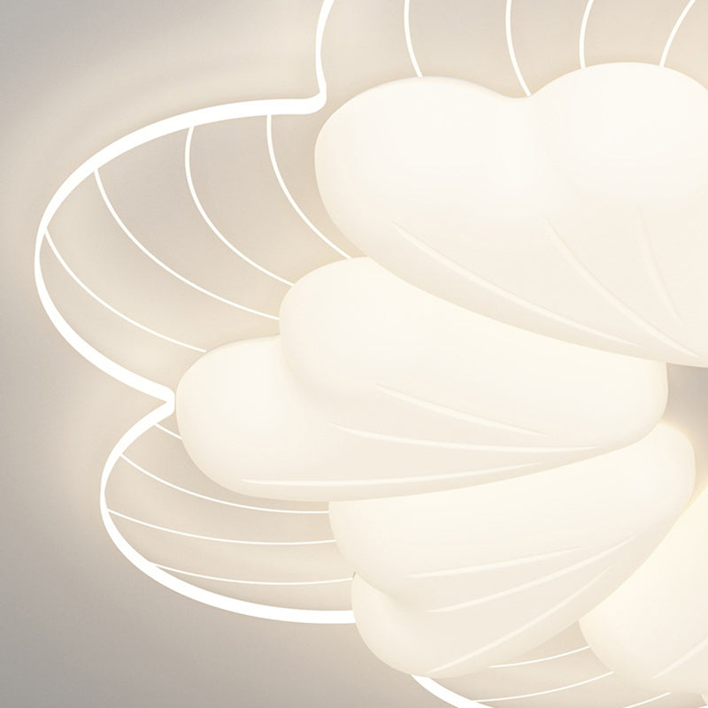 Modern Art Deco Iron PE Petal Cherry Blossom Round LED Flush Mount Ceiling Light For Living Room