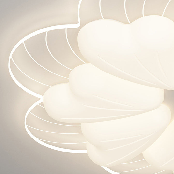 Modern Art Deco Iron PE Petal Cherry Blossom Round LED Flush Mount Ceiling Light For Living Room