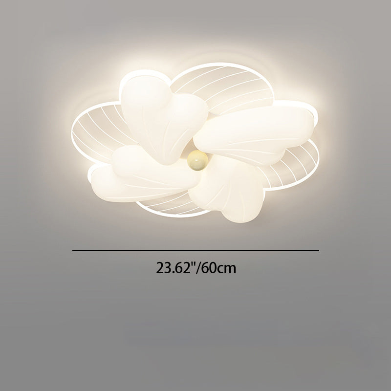 Modern Art Deco Iron PE Petal Cherry Blossom Round LED Flush Mount Ceiling Light For Living Room