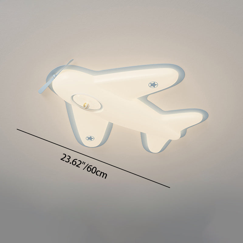 Modern Art Deco Iron PE Airplane-Shaped LED Flush Mount Ceiling Light For Living Room