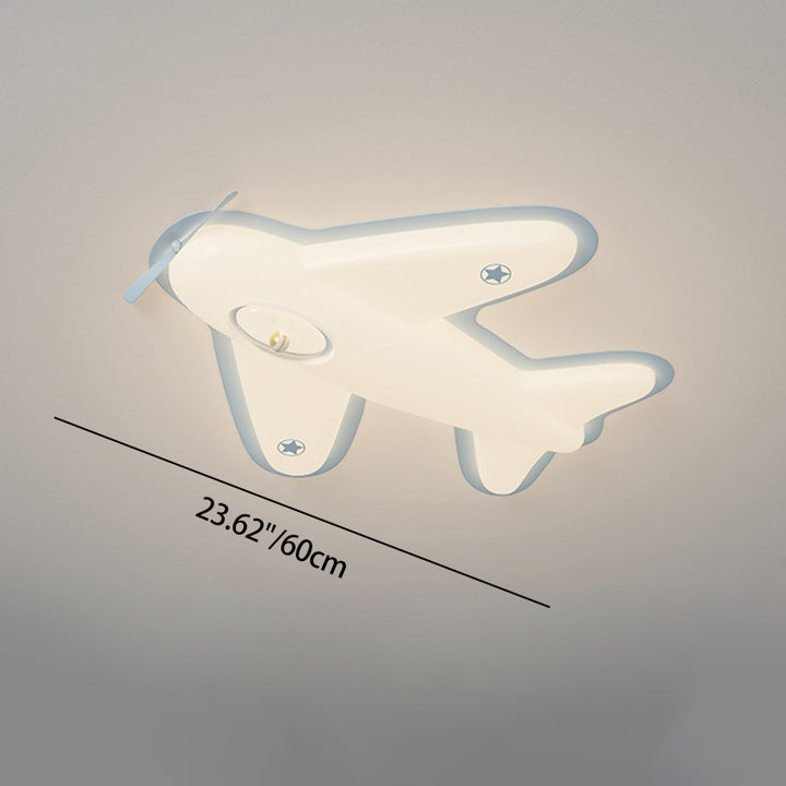 Modern Art Deco Iron PE Airplane-Shaped LED Flush Mount Ceiling Light For Living Room