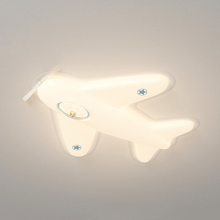 Modern Art Deco Iron PE Airplane-Shaped LED Flush Mount Ceiling Light For Living Room