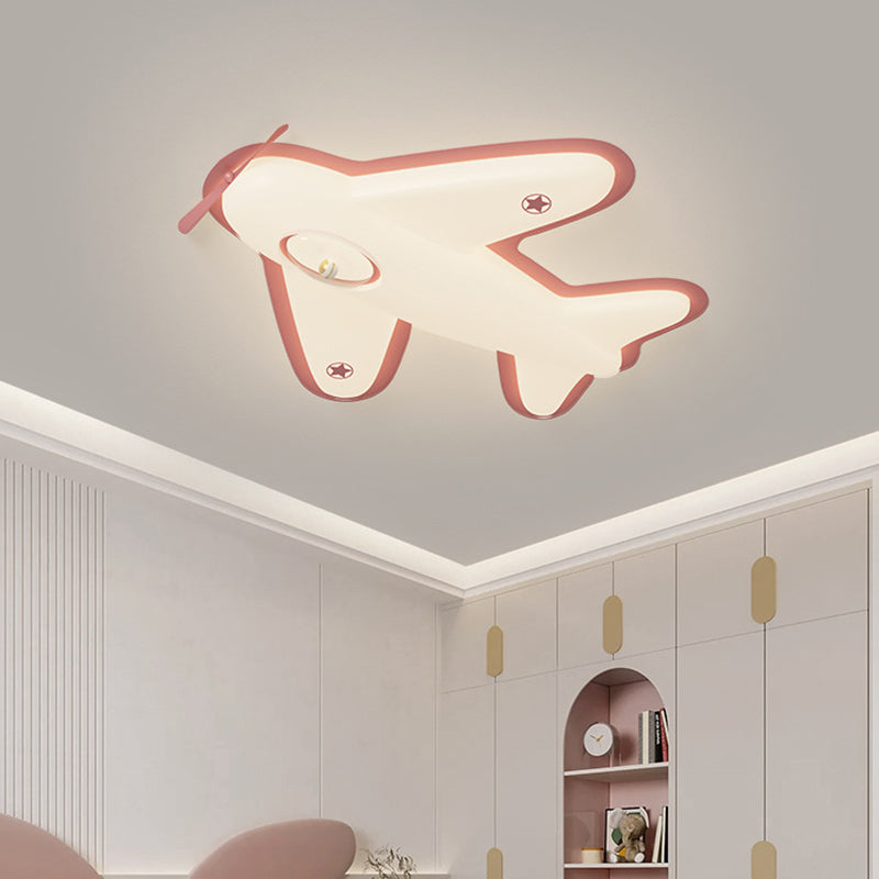 Modern Art Deco Iron PE Airplane-Shaped LED Flush Mount Ceiling Light For Living Room