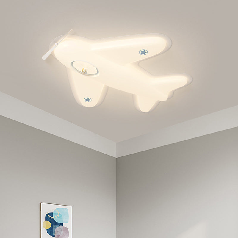 Modern Art Deco Iron PE Airplane-Shaped LED Flush Mount Ceiling Light For Living Room