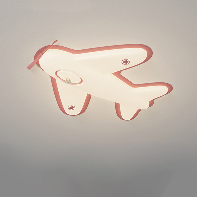 Modern Art Deco Iron PE Airplane-Shaped LED Flush Mount Ceiling Light For Living Room