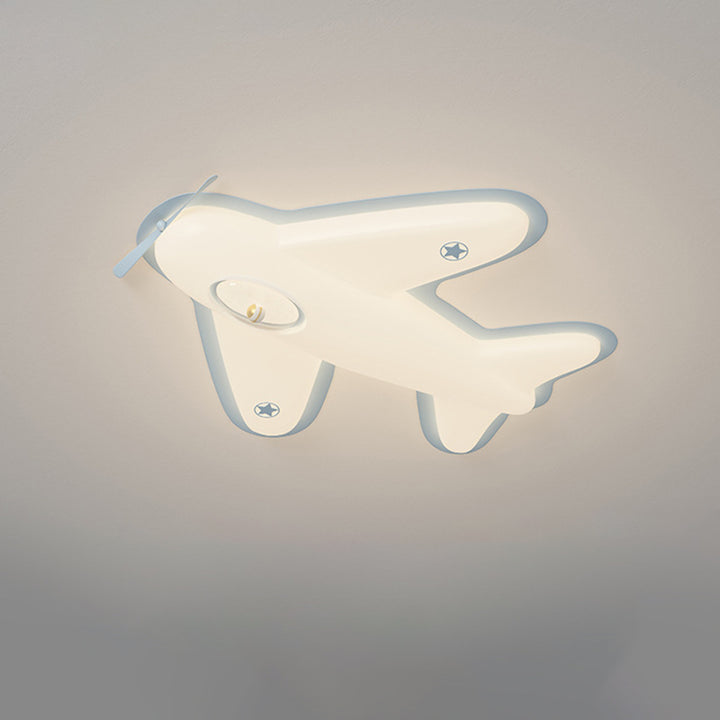 Modern Art Deco Iron PE Airplane-Shaped LED Flush Mount Ceiling Light For Living Room