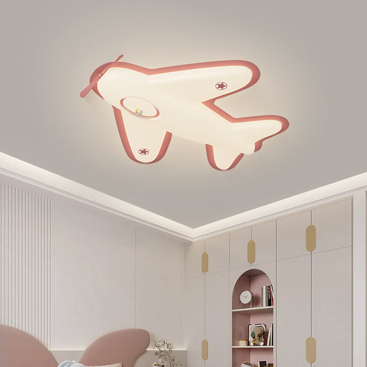 Modern Art Deco Iron PE Airplane-Shaped LED Flush Mount Ceiling Light For Living Room