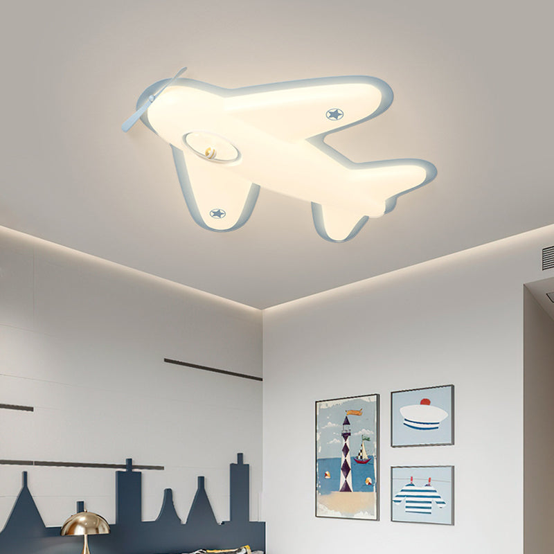 Modern Art Deco Iron PE Airplane-Shaped LED Flush Mount Ceiling Light For Living Room
