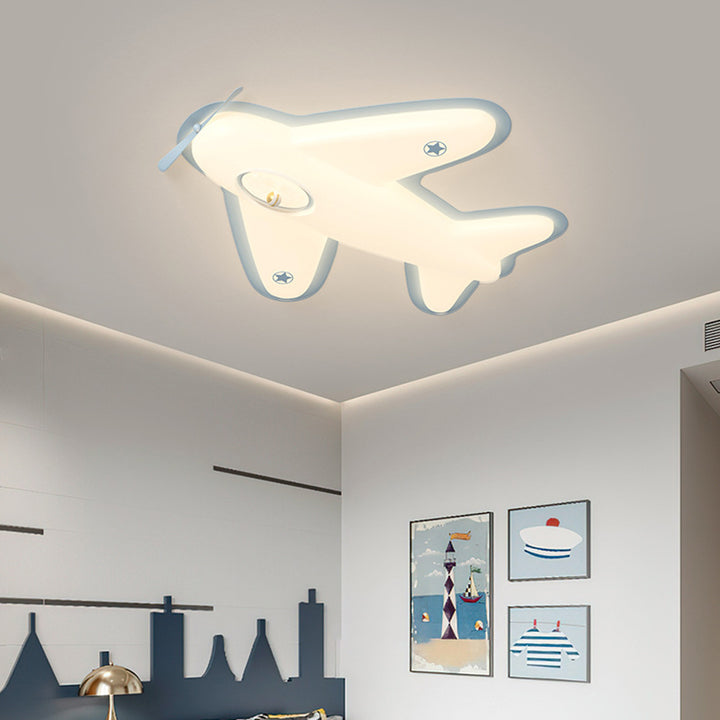 Modern Art Deco Iron PE Airplane-Shaped LED Flush Mount Ceiling Light For Living Room