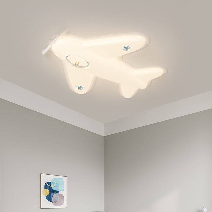 Modern Art Deco Iron PE Airplane-Shaped LED Flush Mount Ceiling Light For Living Room