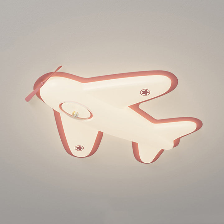 Modern Art Deco Iron PE Airplane-Shaped LED Flush Mount Ceiling Light For Living Room