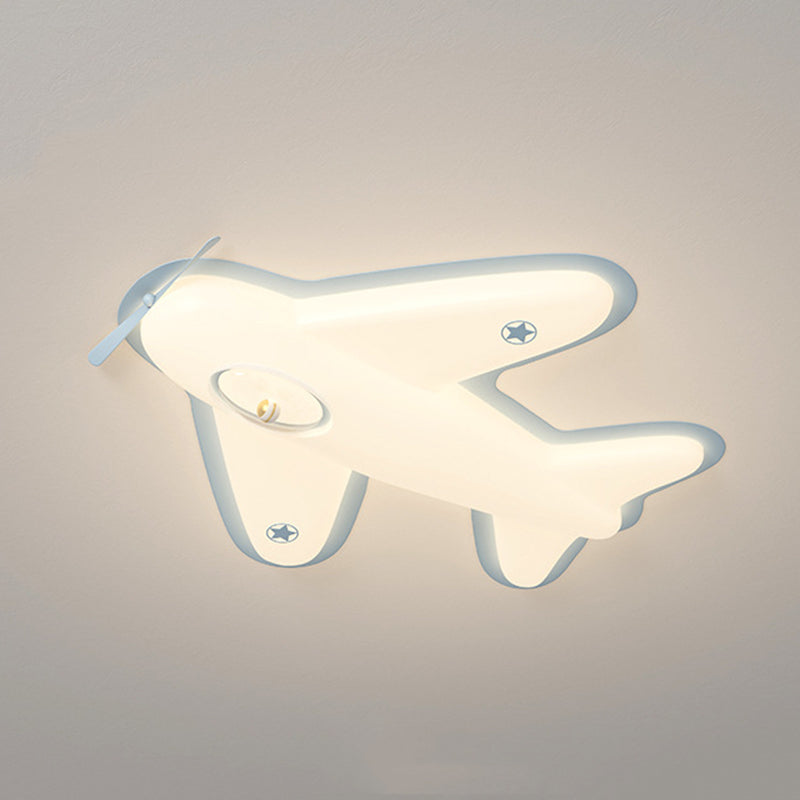 Modern Art Deco Iron PE Airplane-Shaped LED Flush Mount Ceiling Light For Living Room