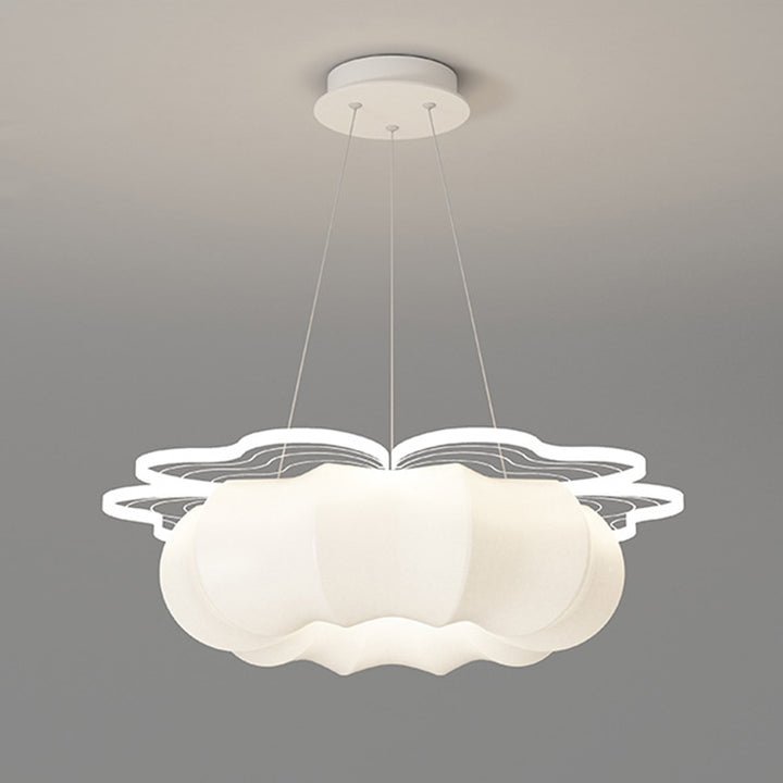Modern Art Deco Iron PE Pumpkin Petal Round LED Chandelier For Living Room