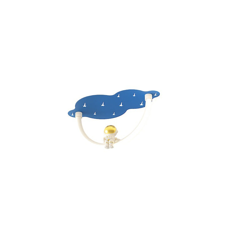 Modern Art Deco Hardware Aluminum Acrylic Kid Astronaut Round LED Flush Mount Ceiling Light For Living Room