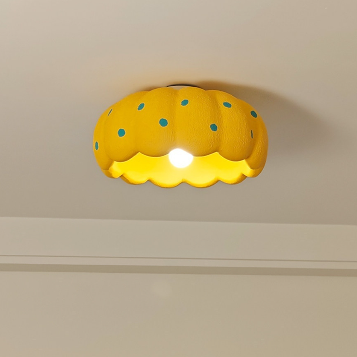 Contemporary Creative High-Density Polystyrene Kid Pumpkin Round 1-Light Flush Mount Ceiling Light For Bedroom