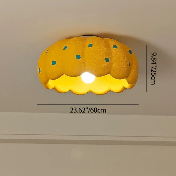 Contemporary Creative High-Density Polystyrene Kid Pumpkin Round 1-Light Flush Mount Ceiling Light For Bedroom