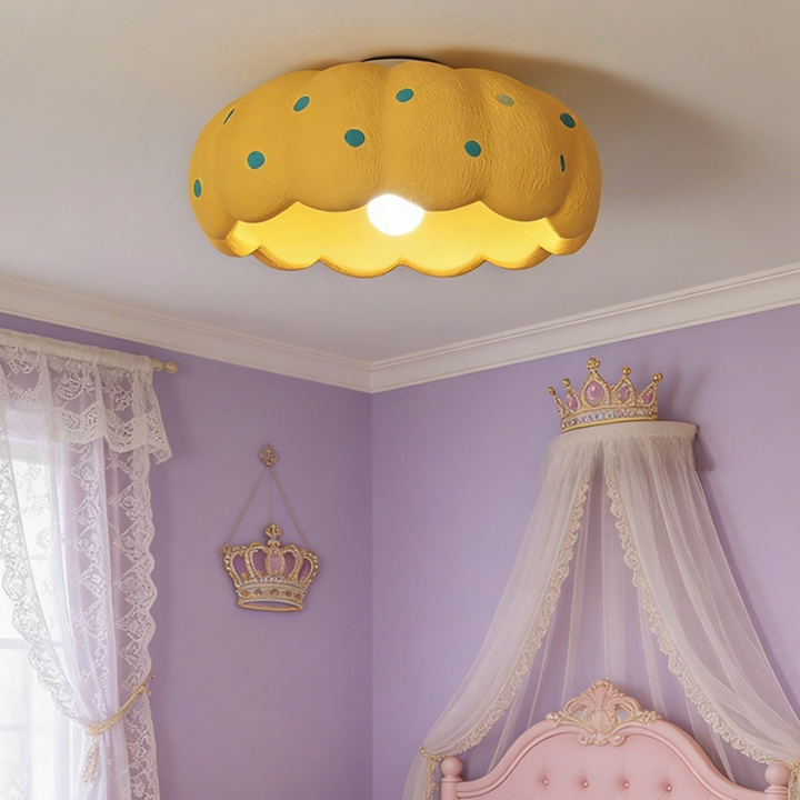 Contemporary Creative High-Density Polystyrene Kid Pumpkin Round 1-Light Flush Mount Ceiling Light For Bedroom