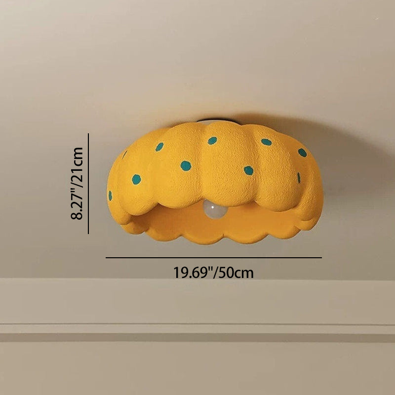 Contemporary Creative High-Density Polystyrene Kid Pumpkin Round 1-Light Flush Mount Ceiling Light For Bedroom