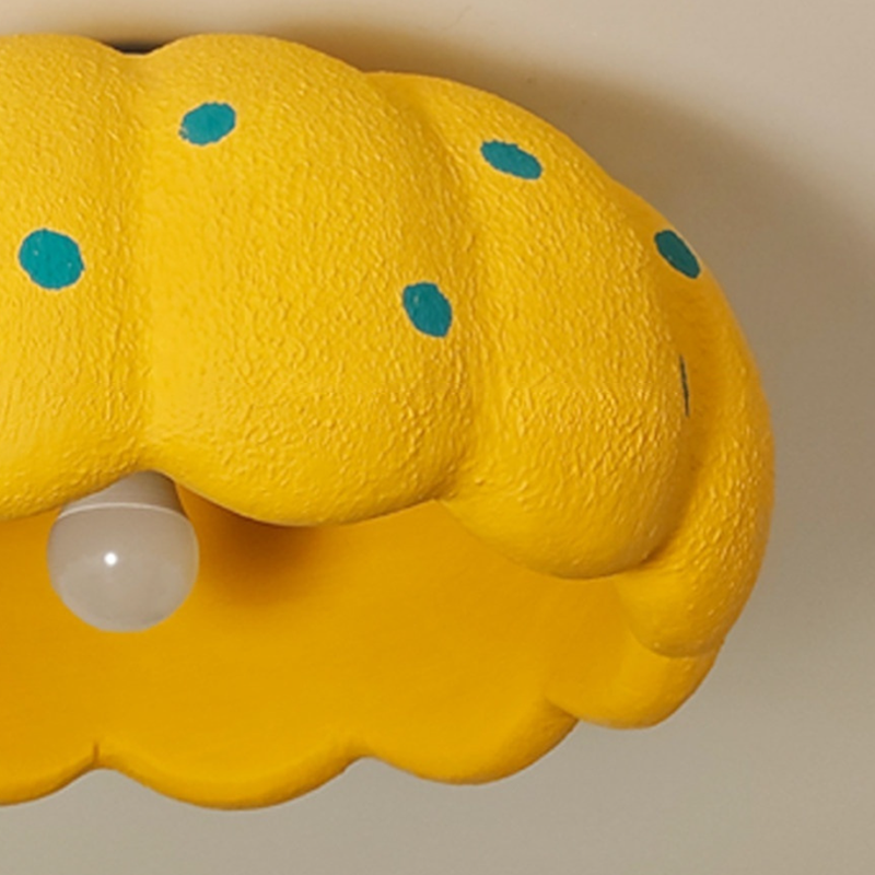 Contemporary Creative High-Density Polystyrene Kid Pumpkin Round 1-Light Flush Mount Ceiling Light For Bedroom