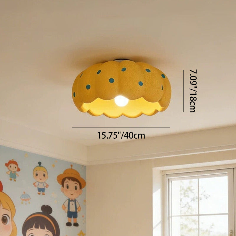 Contemporary Creative High-Density Polystyrene Kid Pumpkin Round 1-Light Flush Mount Ceiling Light For Bedroom