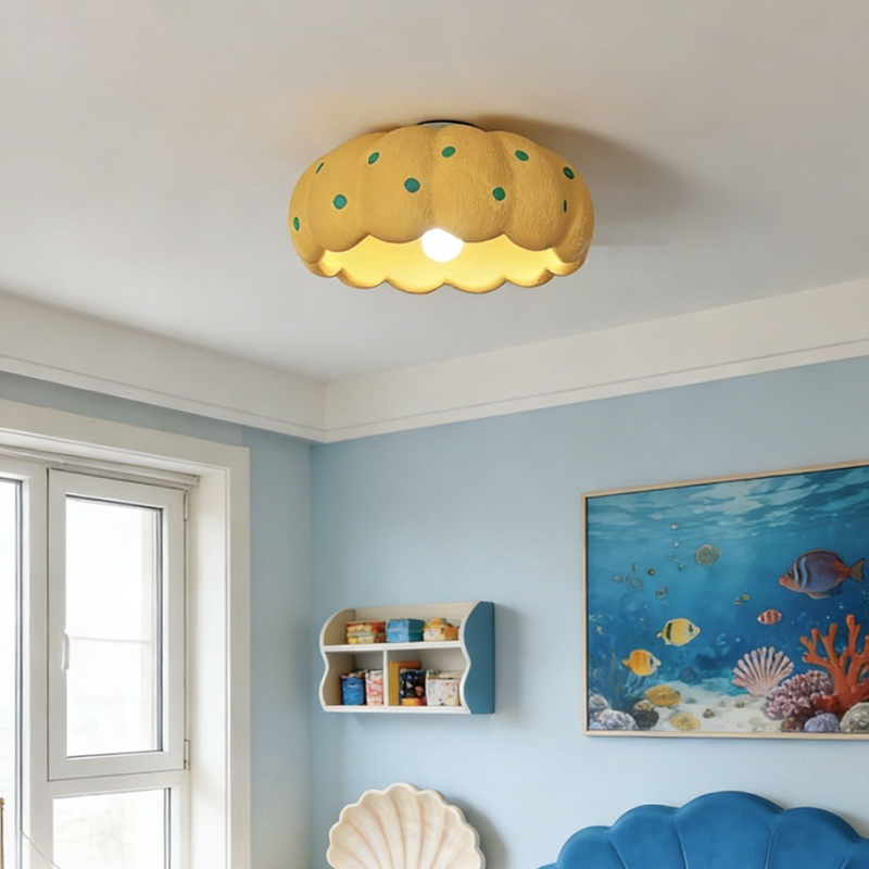 Contemporary Creative High-Density Polystyrene Kid Pumpkin Round 1-Light Flush Mount Ceiling Light For Bedroom