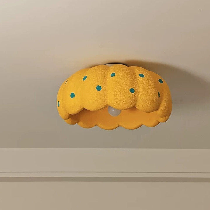 Contemporary Creative High-Density Polystyrene Kid Pumpkin Round 1-Light Flush Mount Ceiling Light For Bedroom