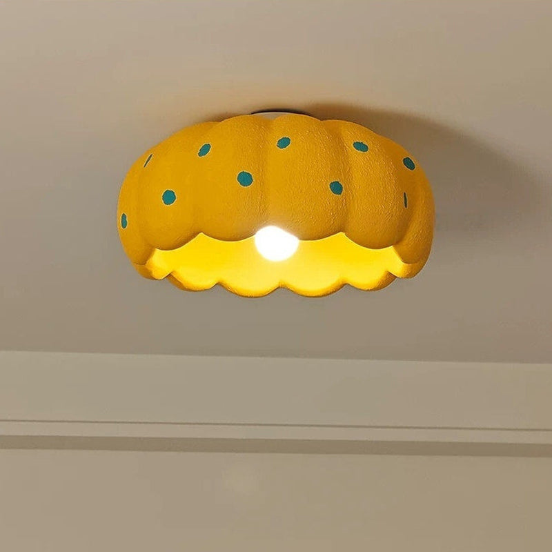 Contemporary Creative High-Density Polystyrene Kid Pumpkin Round 1-Light Flush Mount Ceiling Light For Bedroom