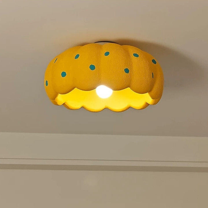 Contemporary Creative High-Density Polystyrene Kid Pumpkin Round 1-Light Flush Mount Ceiling Light For Bedroom