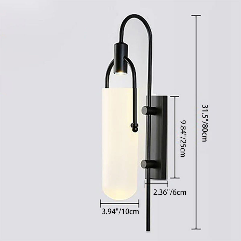 Moderne Mid-Century Zylinder Streifen Eisen Glas 1-Licht Wandleuchte Lampe für Flur 