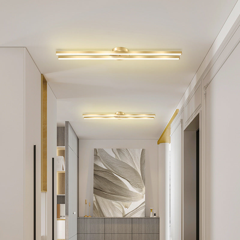 Lumière de plafond semi-encastrée à LED en ligne géométrique en fer et aluminium acrylique minimaliste moderne pour couloir 