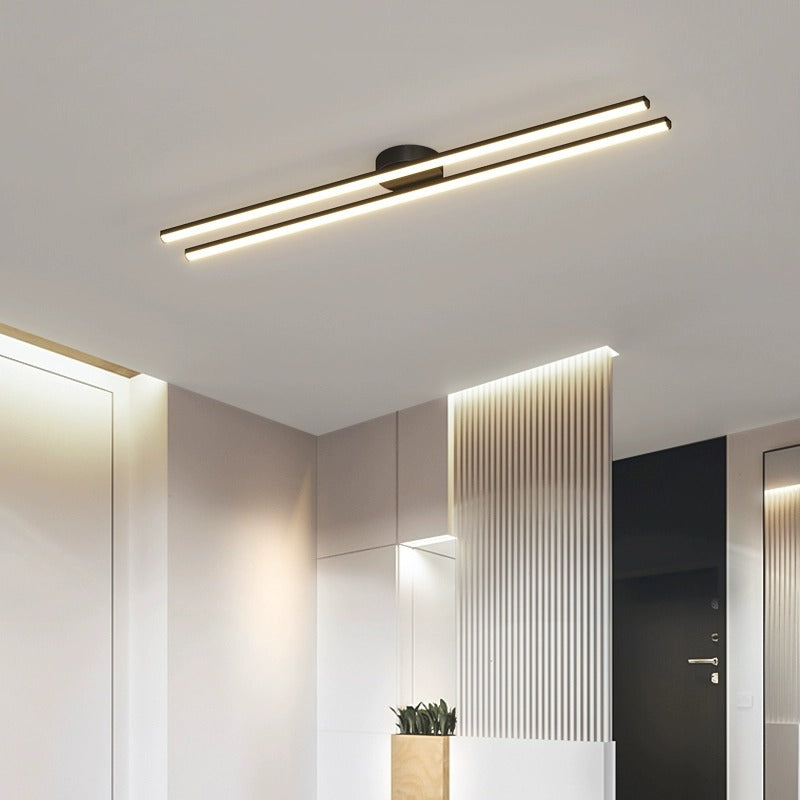 Moderne minimalistische Deckenleuchte aus Eisen, Aluminium und Acryl mit geometrischen Linien und LED für den Flur 
