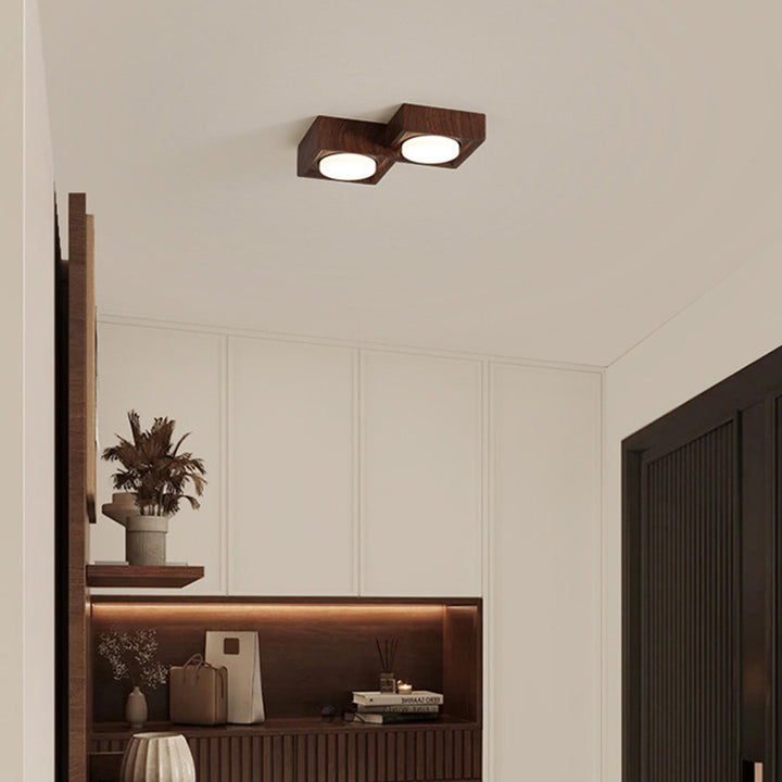 Plafonnier encastré à éclairage descendant de style bloc carré en fer et résine vintage traditionnel 2/3 lumières pour salon et chambre 