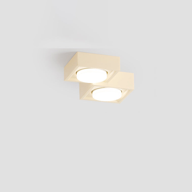 Plafonnier encastré à éclairage descendant de style bloc carré en fer et résine vintage traditionnel 2/3 lumières pour salon et chambre 