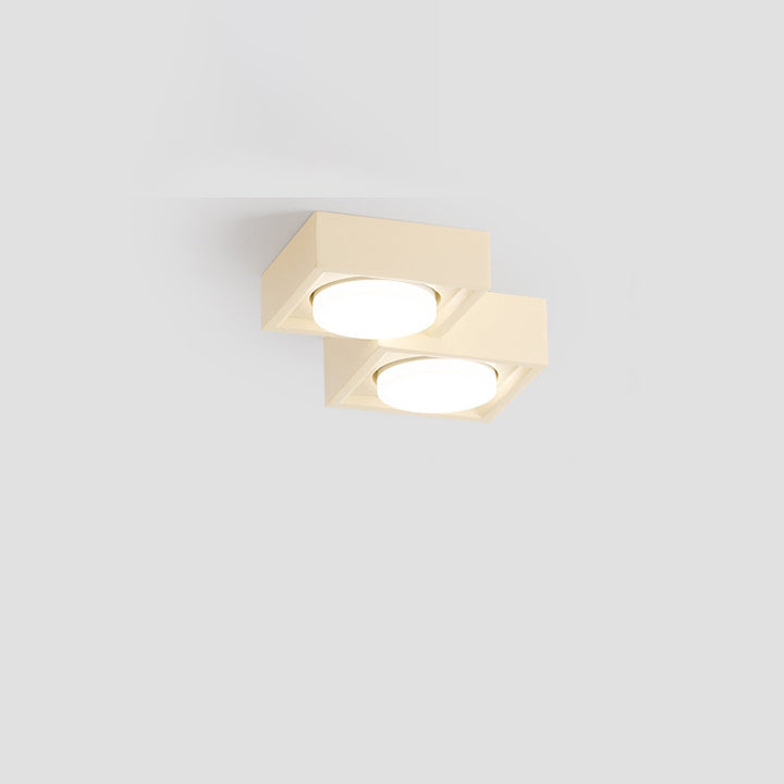 Plafonnier encastré à éclairage descendant de style bloc carré en fer et résine vintage traditionnel 2/3 lumières pour salon et chambre 