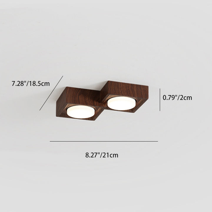 Plafonnier encastré à éclairage descendant de style bloc carré en fer et résine vintage traditionnel 2/3 lumières pour salon et chambre 