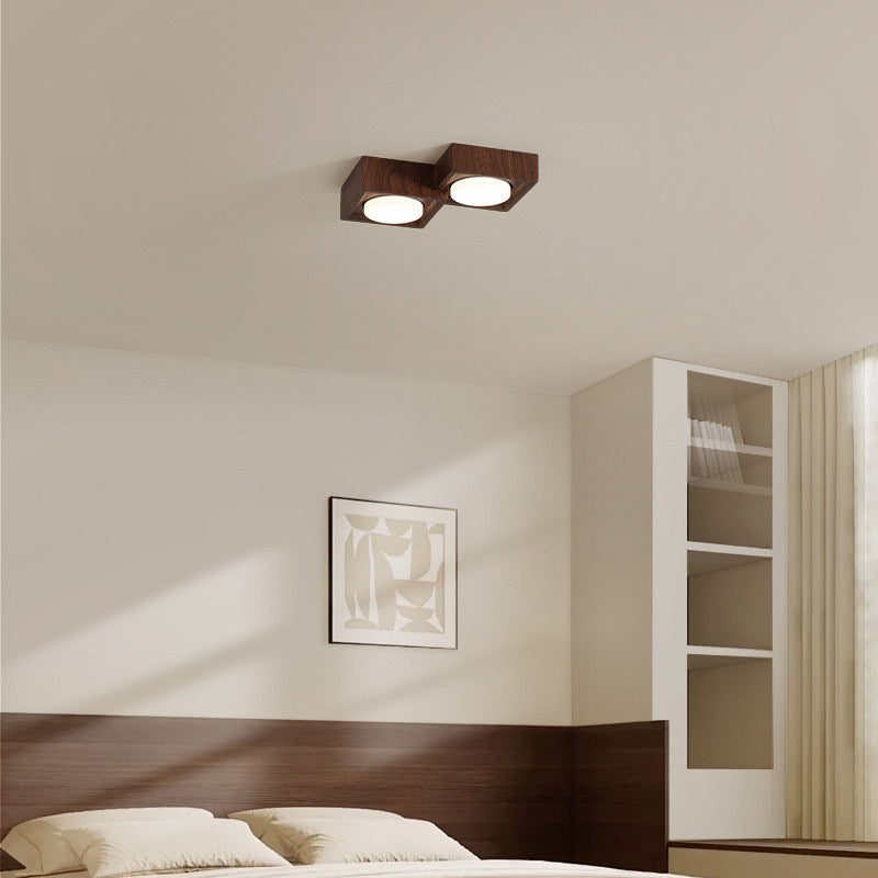 Plafonnier encastré à éclairage descendant de style bloc carré en fer et résine vintage traditionnel 2/3 lumières pour salon et chambre 